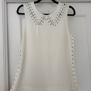 rag & bone Cream Sleeveless Eyelet-Trim Camisole